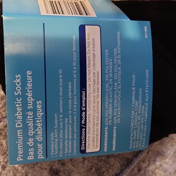 NWT Men's size M Equate Premium diabetic socks - Picture 3 of 3